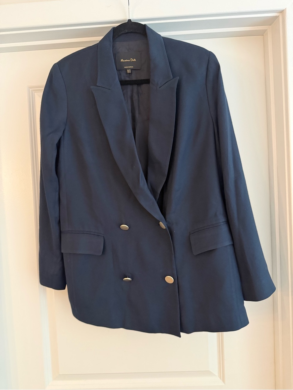 Massimo Dutti Double-Breasted Navy Blazer with Gold Buttons